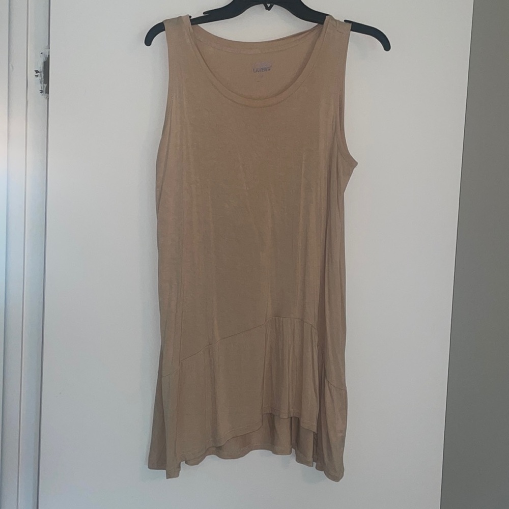 Medium Beige Logo Layers Tunic Tank